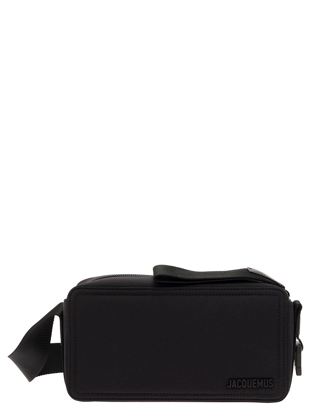 Jacquemus Men 'Le Cuerda Horizontal' Black Messenger Bag With Logo Lettering Detail In Cotton Man
