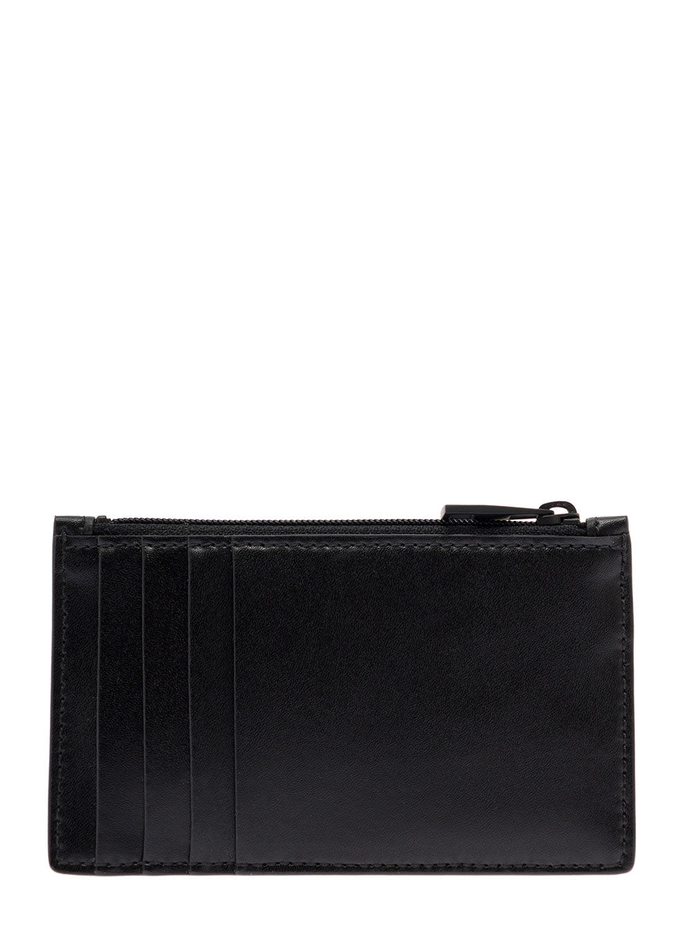 Alexander Mcqueen Men Black Card-Holder With Contrasting Graffiti Logo In Smooth Leather Man