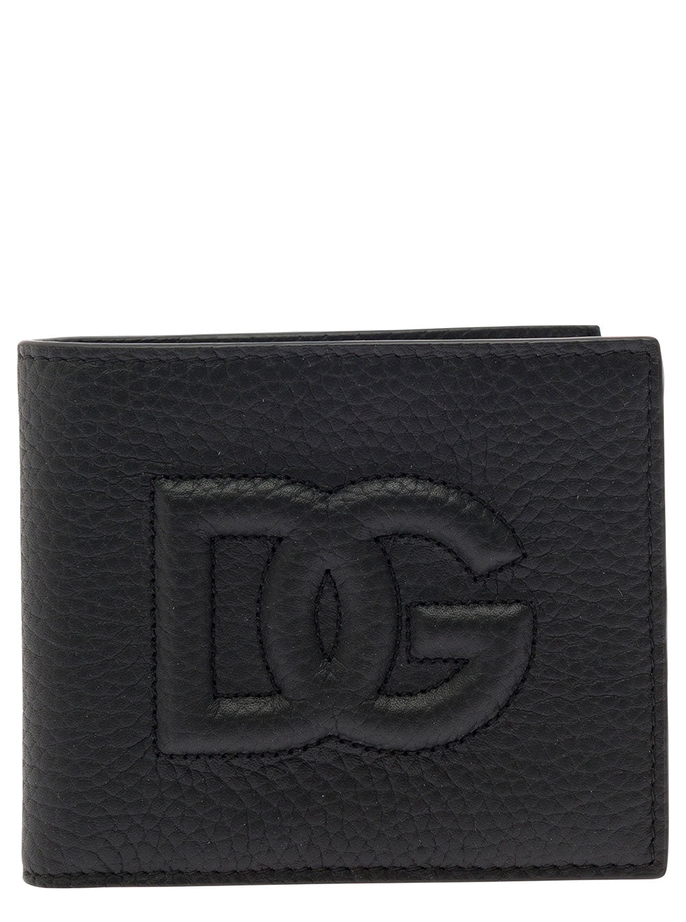 Dolce & Gabbana Men Black Bifold Wallet With Quilted Leather In Leather Man