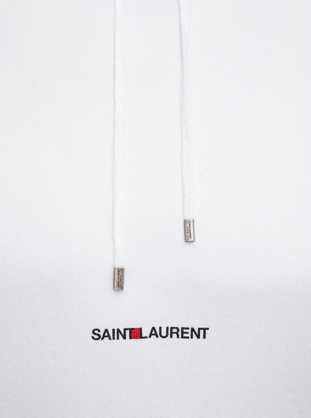 Saint Laurent Men White Hoodie With Drawstring Hood And Logo Lettering On The Front In Cotton Man