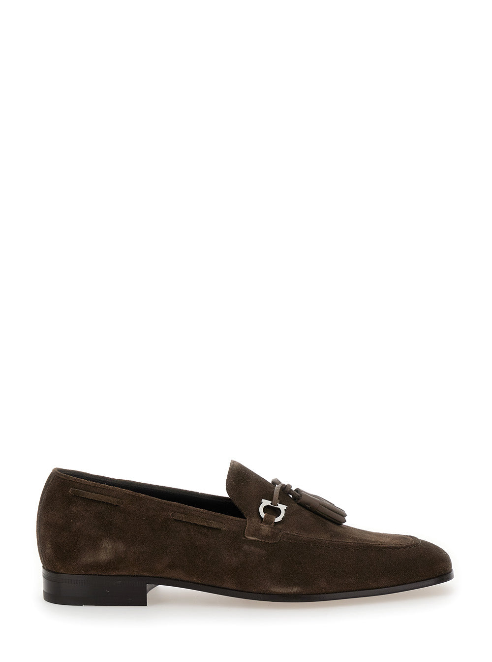 Ferragamo Men 'Besile2' Brown Loafers With Gancini And Cord Detail In Suede Man