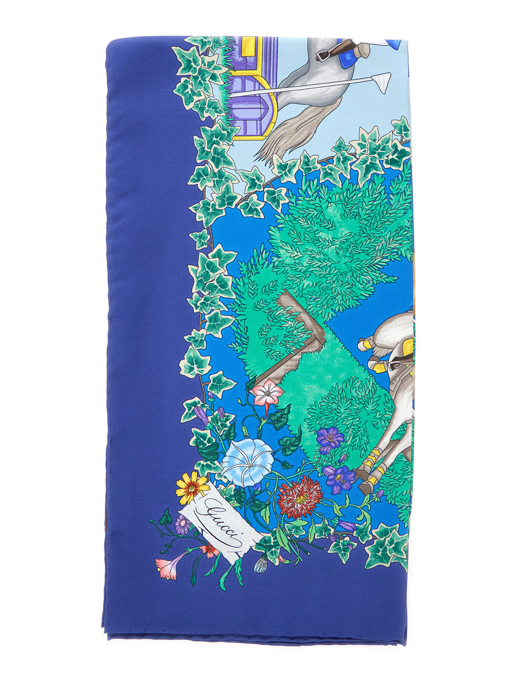 Gucci Women Blue Scarf With All-Over Print And Logo Detail In Silk Woman