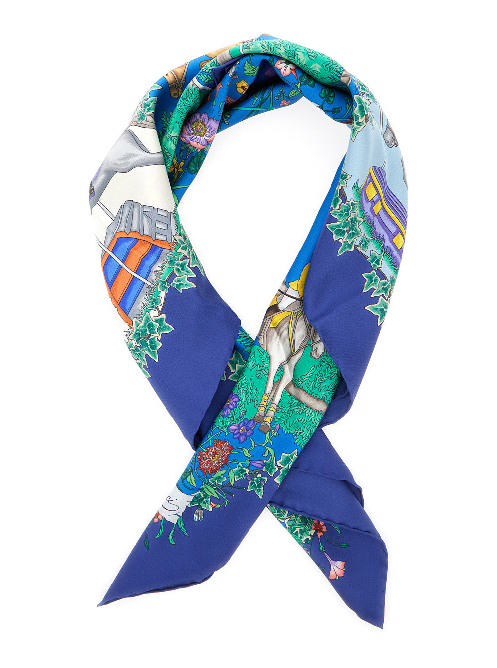 Gucci Women Blue Scarf With All-Over Print And Logo Detail In Silk Woman