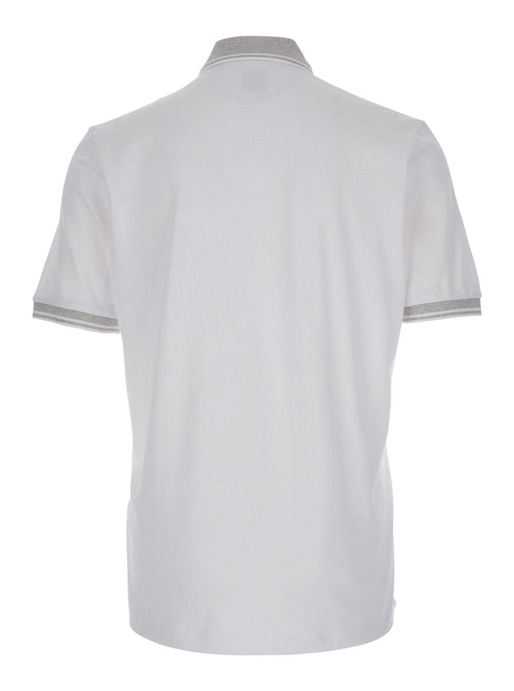 Eleventy Men White Polo Shirt With Classic Collar In And Front Button Closure In Cotton Man