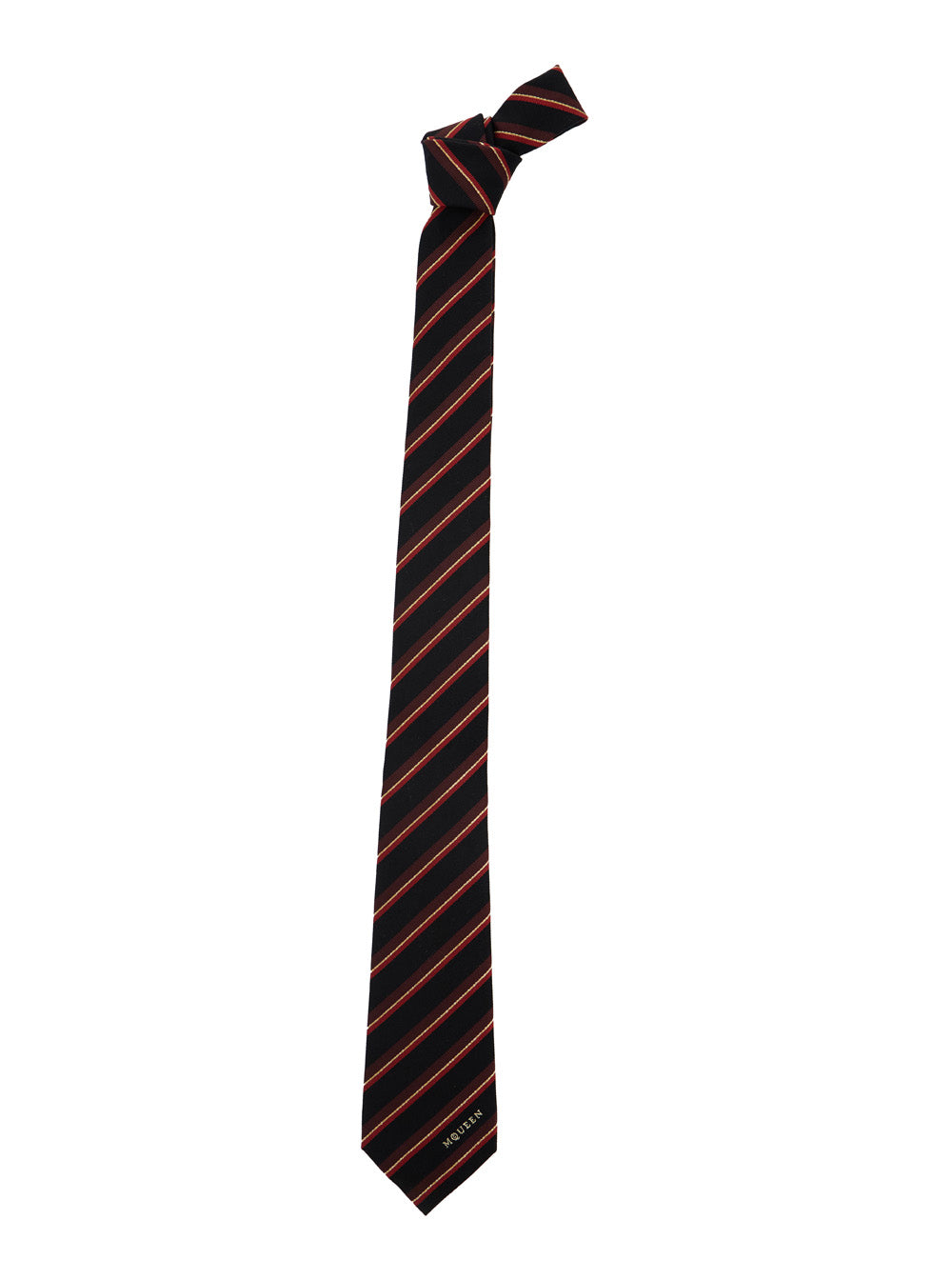 Alexander Mcqueen Men Multicolor Tie With Striped Motif In Wool Man