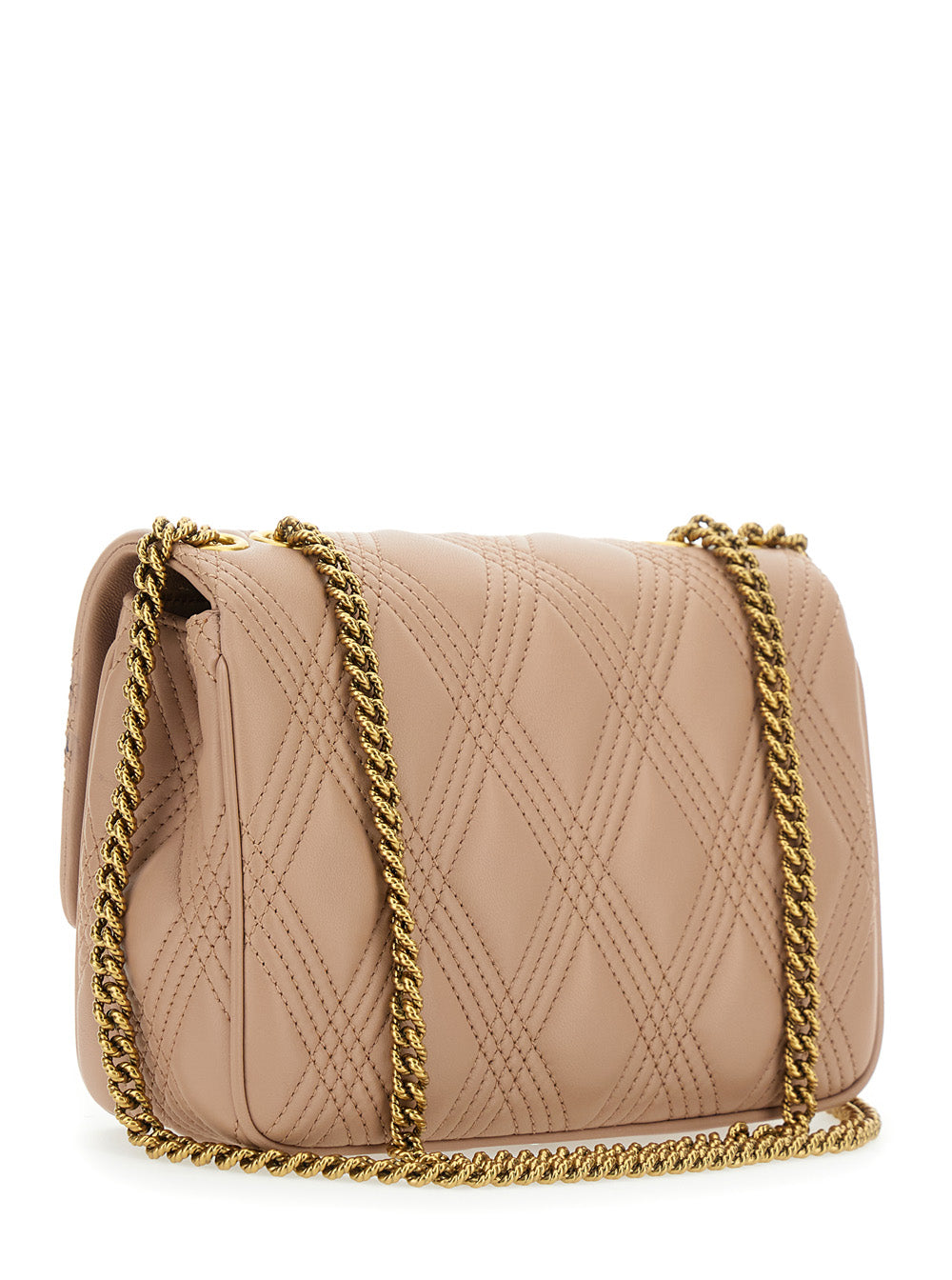 Valentino Garavani Women 'Quiltie 67' Pink Shoulder Bag With Vlogo Metallic Plate On The Front In Quilted Leather Woman