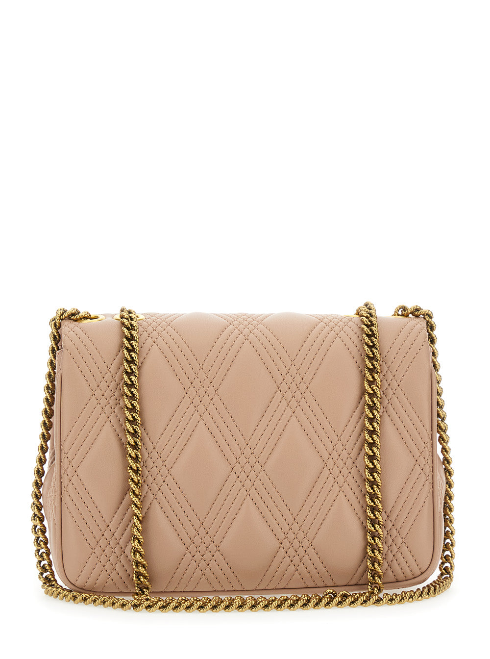 Valentino Garavani Women 'Quiltie 67' Pink Shoulder Bag With Vlogo Metallic Plate On The Front In Quilted Leather Woman
