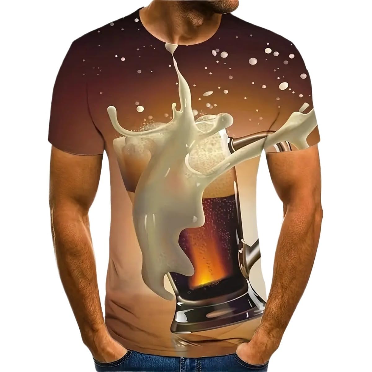 2025 Summer Men's 3D Beer Printing Trend Comfortable Short-Sleeved T-Shirt