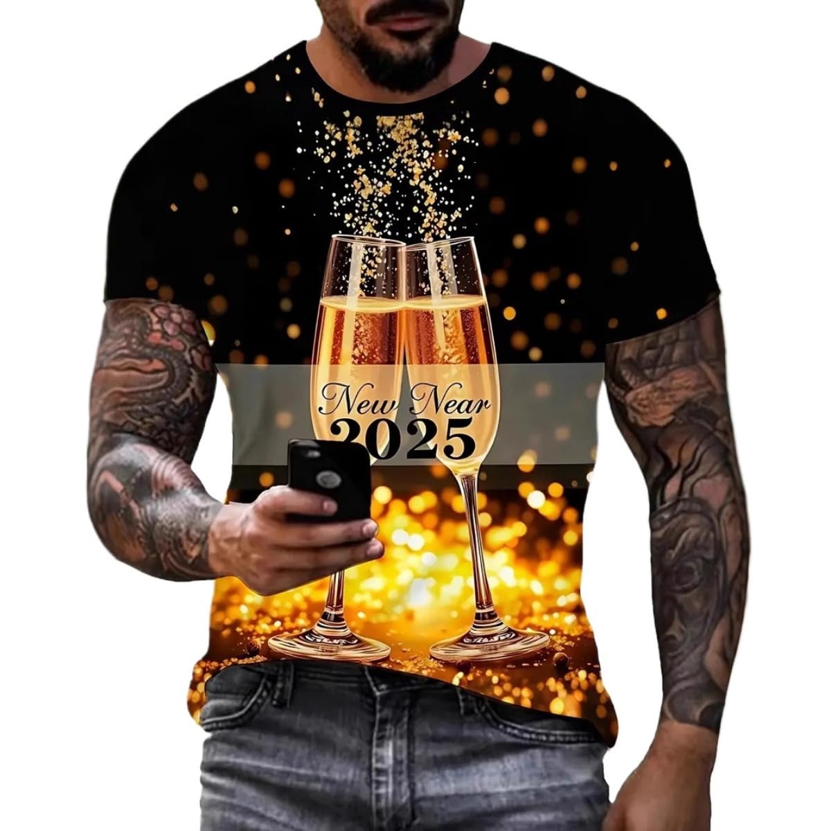2025 Summer Men's 3D Beer Printing Trend Comfortable Short-Sleeved T-Shirt