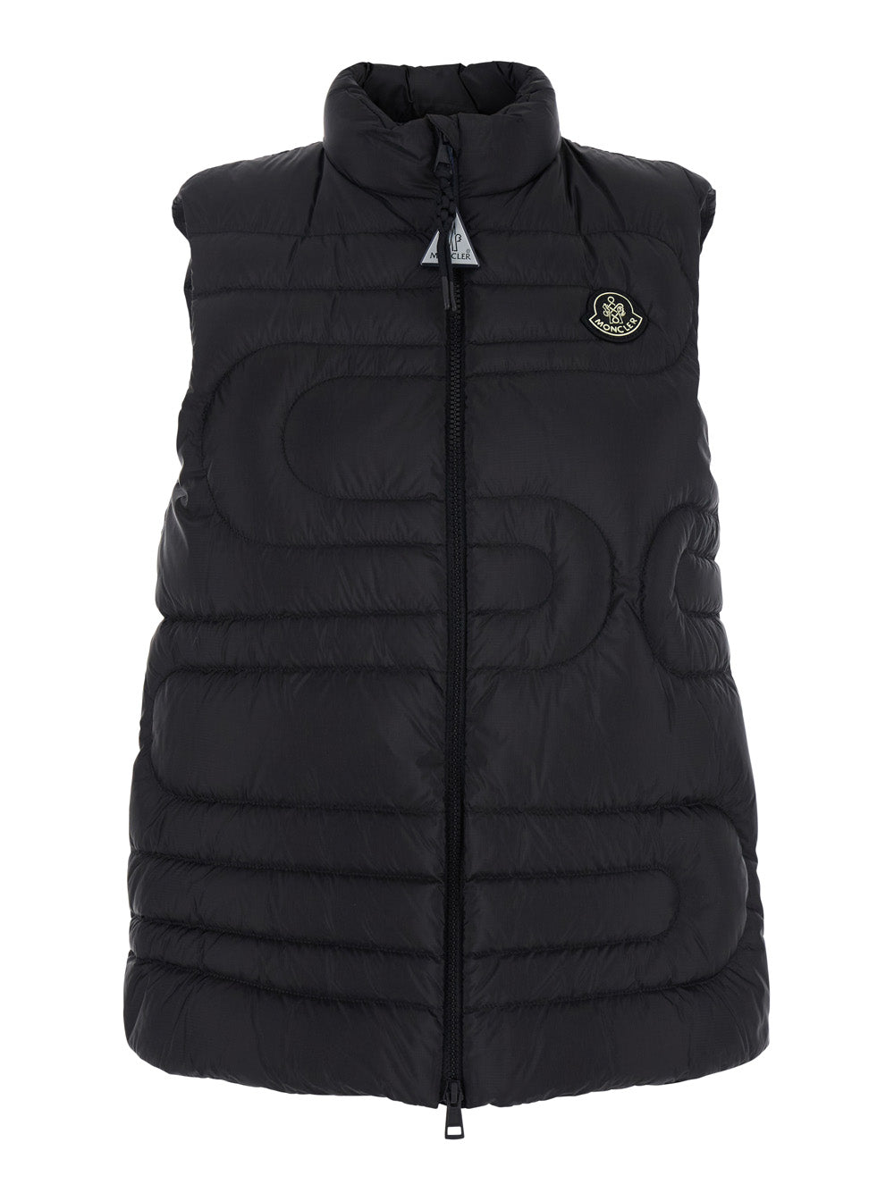 Moncler Women 'Xihu' Black Sleeveless Down Jacket With Logo Patch On The Front In Tech Fabric Woman