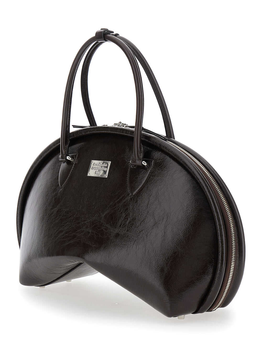 Acne Studios Women Black Handbag With Two Top Handles And Logo Plaque On The Front In Leather Woman