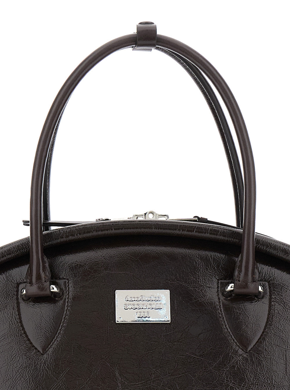 Acne Studios Women Black Handbag With Two Top Handles And Logo Plaque On The Front In Leather Woman