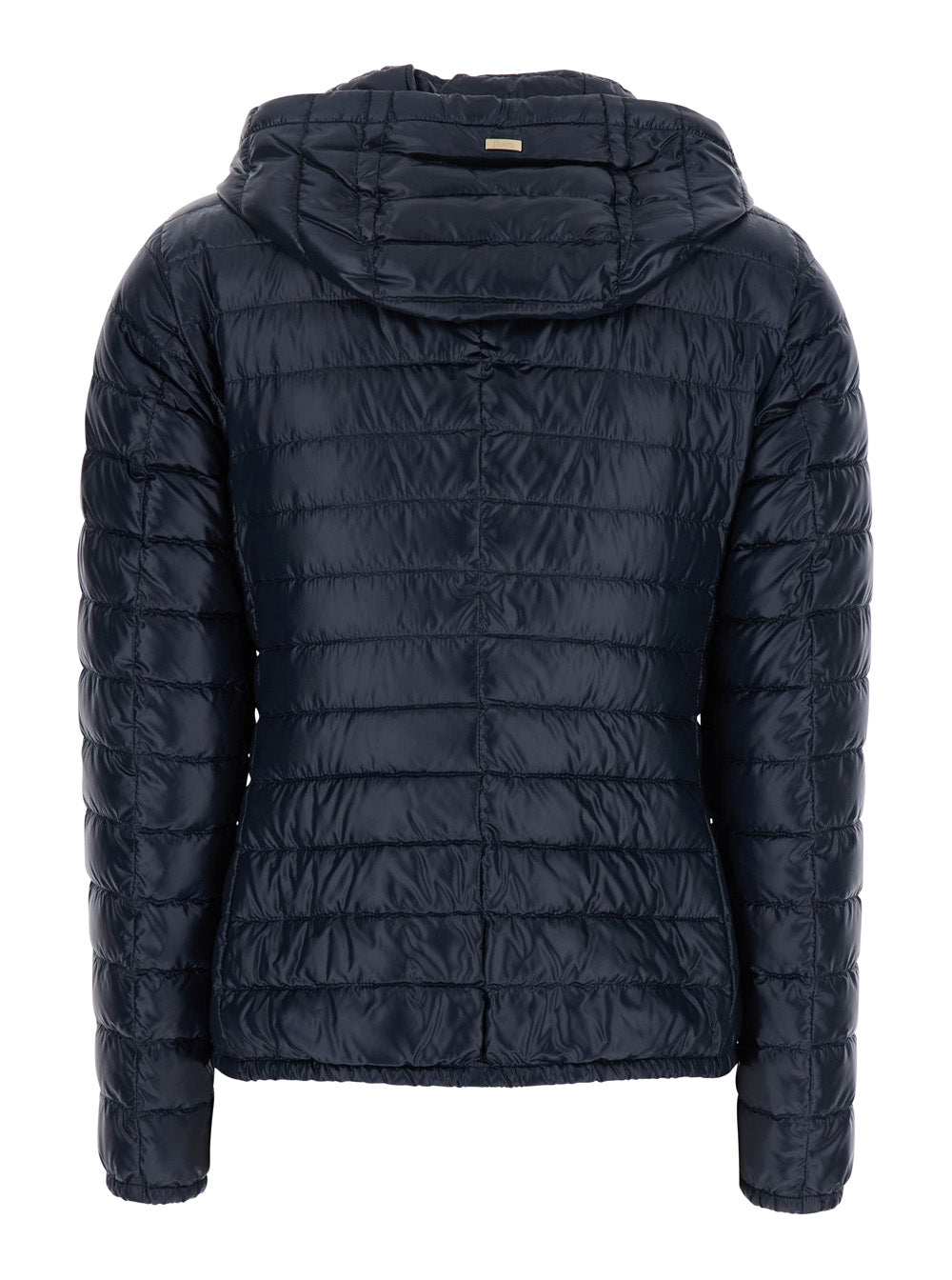 Herno Women Blue Down Jacket With Drawstring Hood And Logo Plaque On The Rear In Tech Fabric Woman