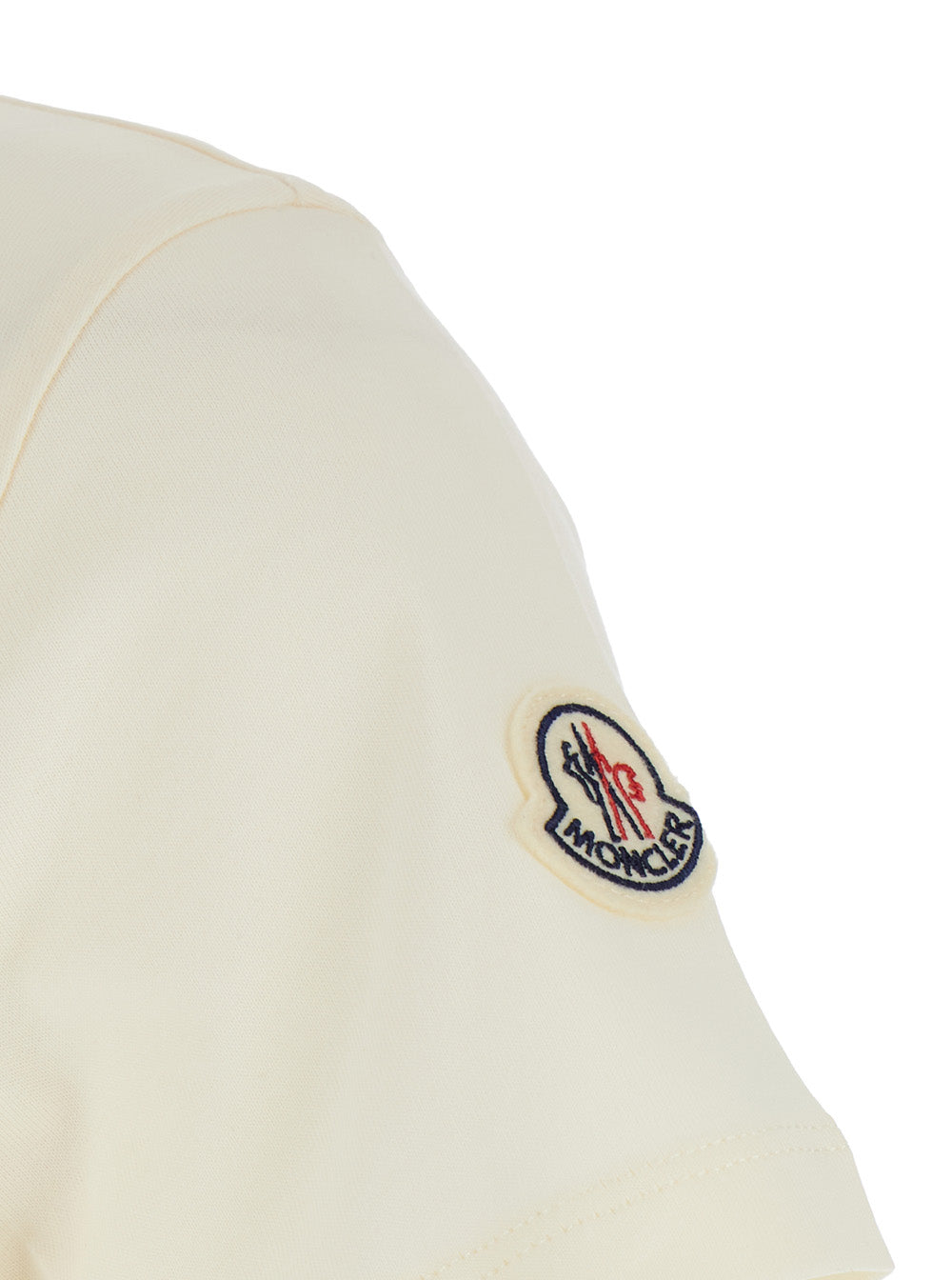 Moncler Women White T-Shirt With Embroidered Logo On The Front And Logo Patch On The Sleeve In Cotton Woman