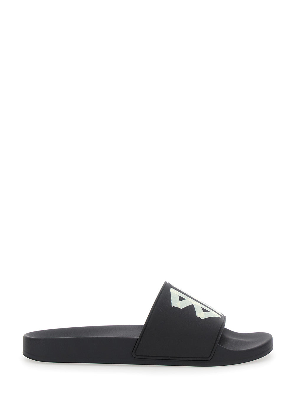 Balenciaga Men Black Sandals With Maxi Contrasting Logo In Tech Fabric Man