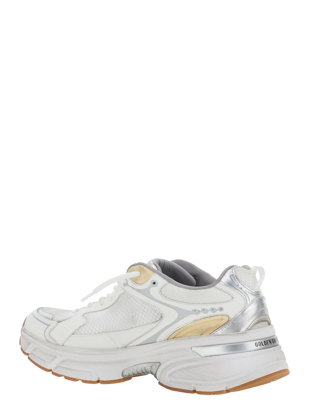 Golden Goose Men 'Lightstar' White Low Top Sneakers With Logo Patch On The Tongue And Logo Lettering On The Heel In Leather And Fabric Blend Man