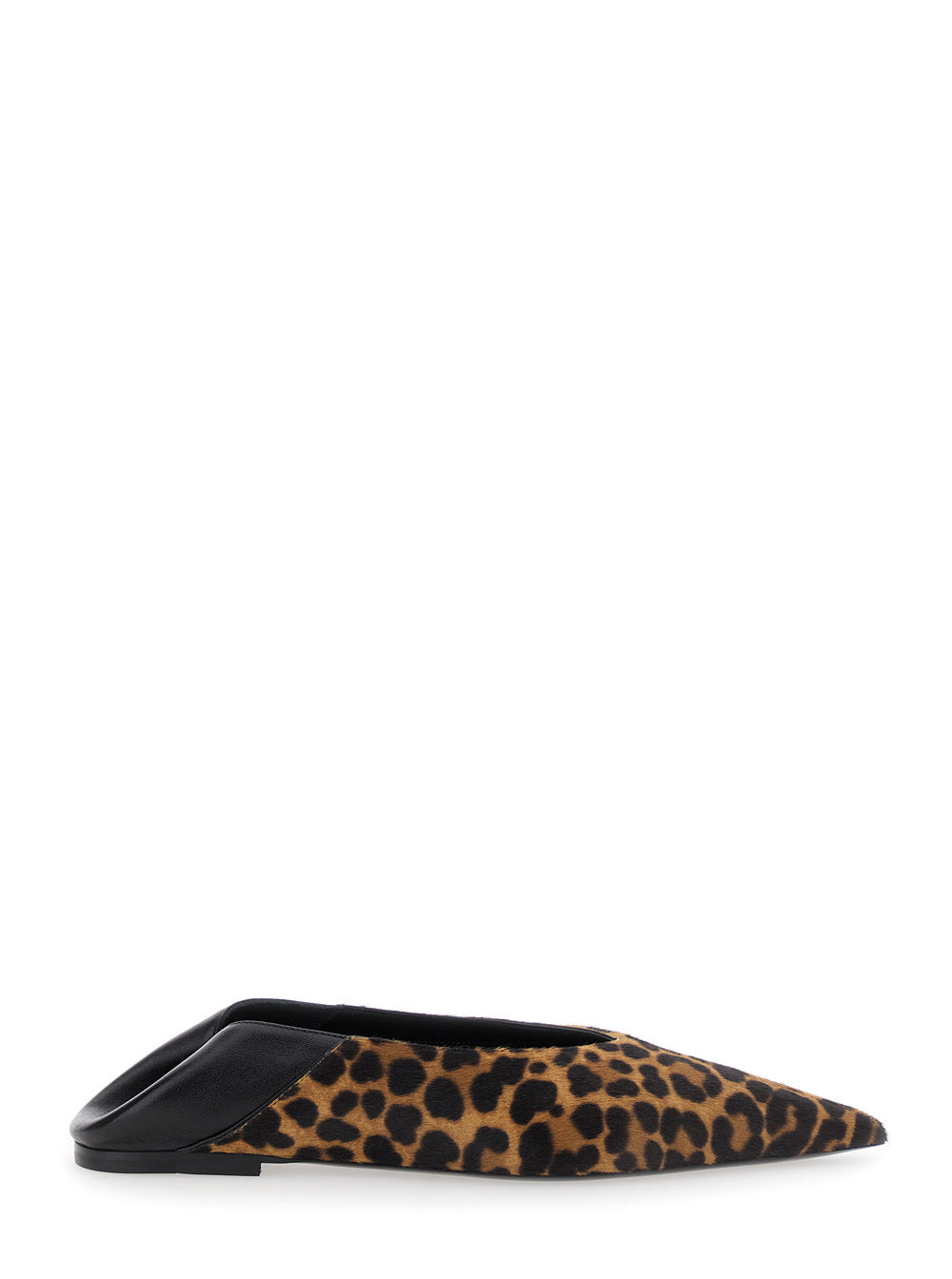 Saint Laurent Women Brown Ballerinas With Leopard Motif And Foldable Buttress In Fabric Woman