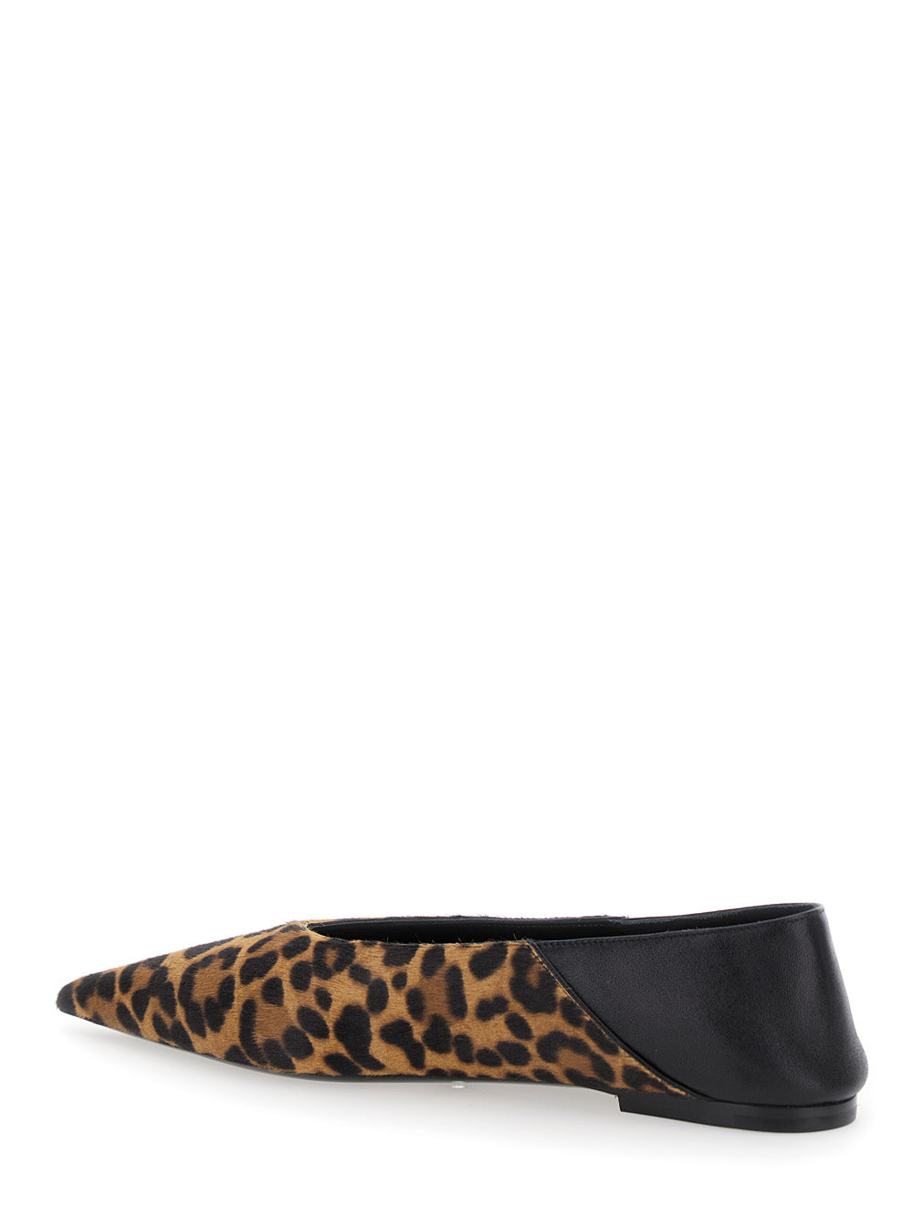 Saint Laurent Women Brown Ballerinas With Leopard Motif And Foldable Buttress In Fabric Woman