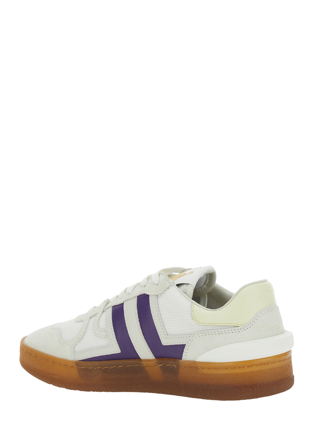 Lanvin Unisex 'Clay' White Sneaker With Mesh Inserts And Side Striped Detail In Leather Unisex
