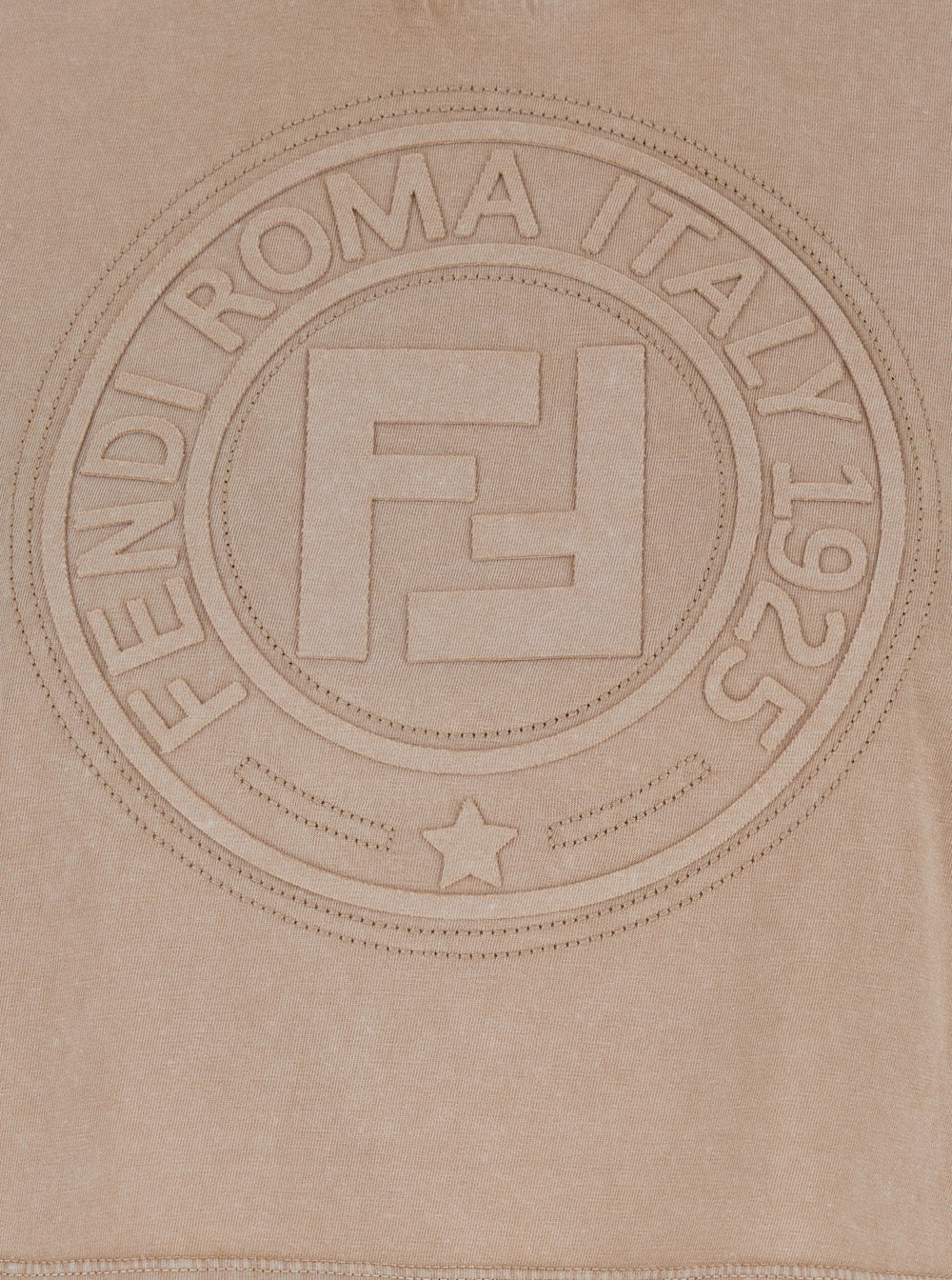 Fendi Women Beige T-Shirt With Cropped Design And Raised Logo On The Front In Cotton Woman