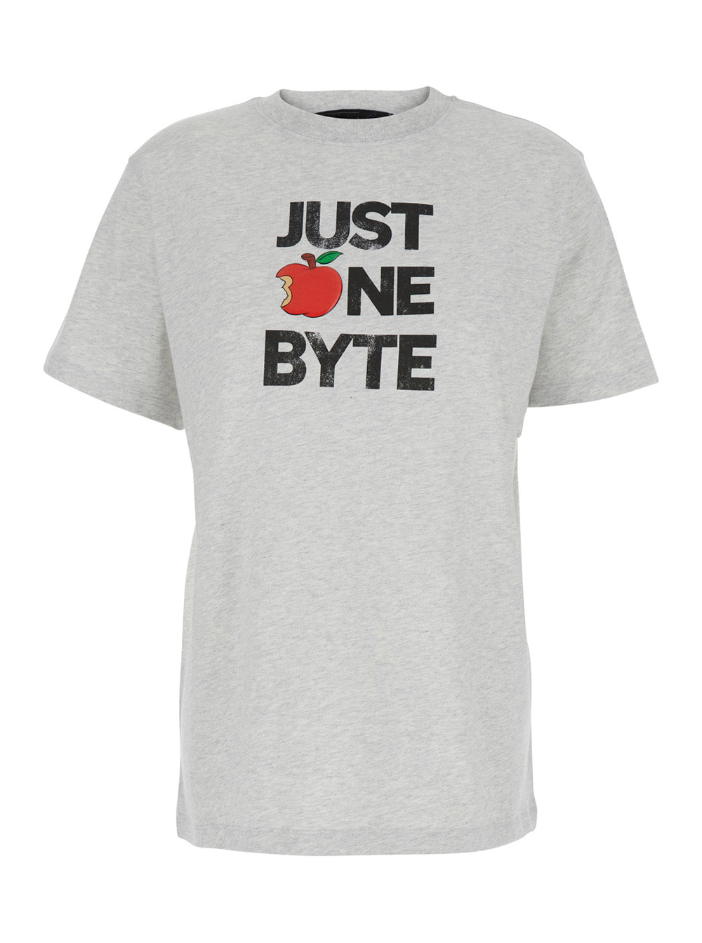 Coperni Women Grey Crew Neck T-Shirt With Front Print In Cotton Woman