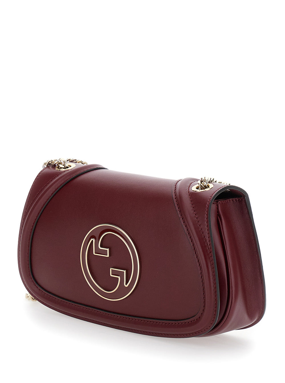 Gucci Women 'Blondie Small' Red Handbag With Metallic Gg Crossover On The Front And Chain Shoulder Strap In Leather Woman