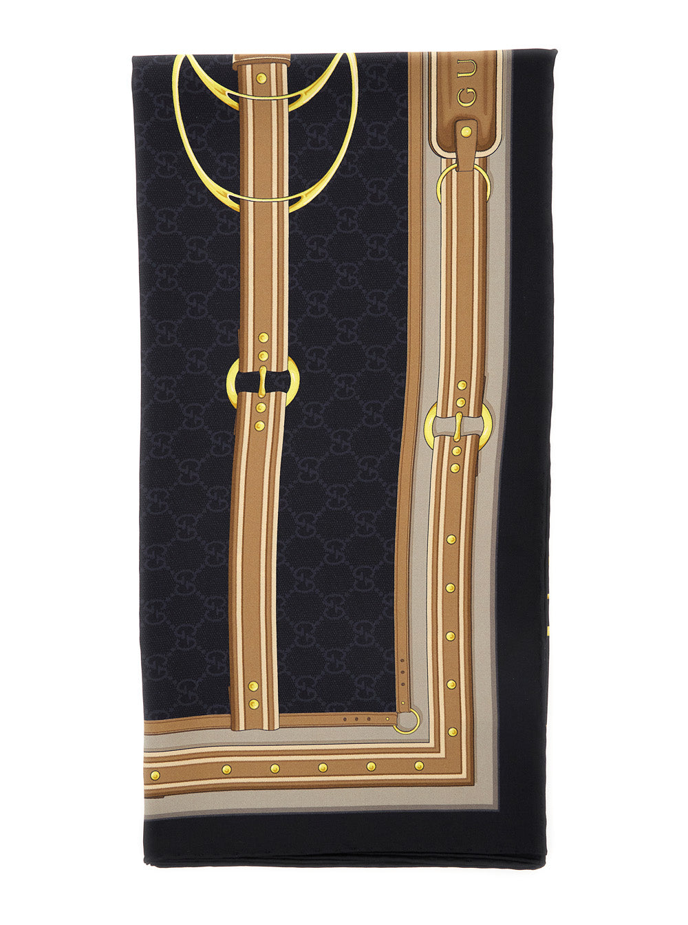 Gucci Women Multicolorscarf With Bracket, Clamp And Gg All-Over In Silk Woman