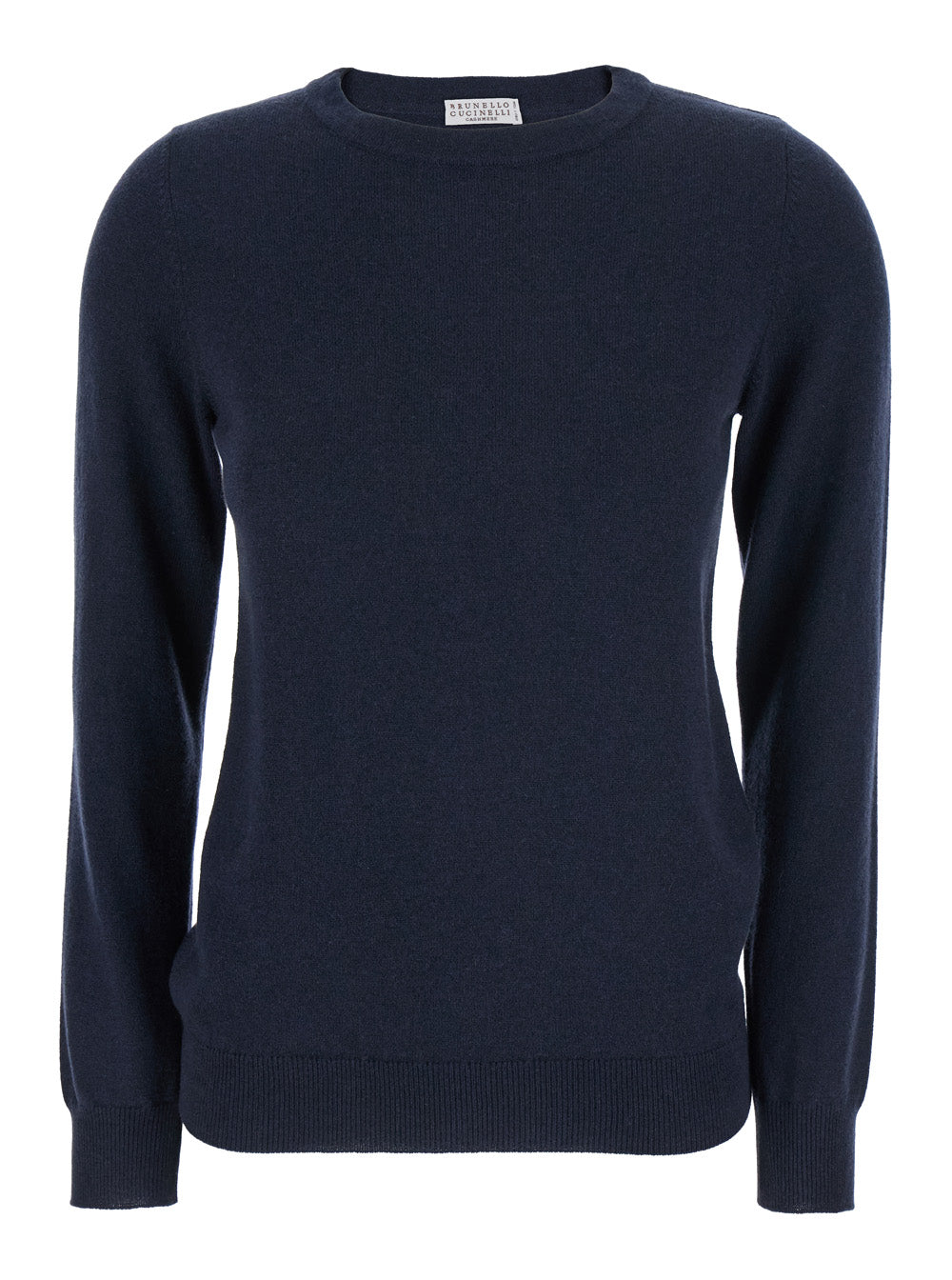 Brunello Cucinelli Women Blue Sweater With Round Neck In Cashmere Woman