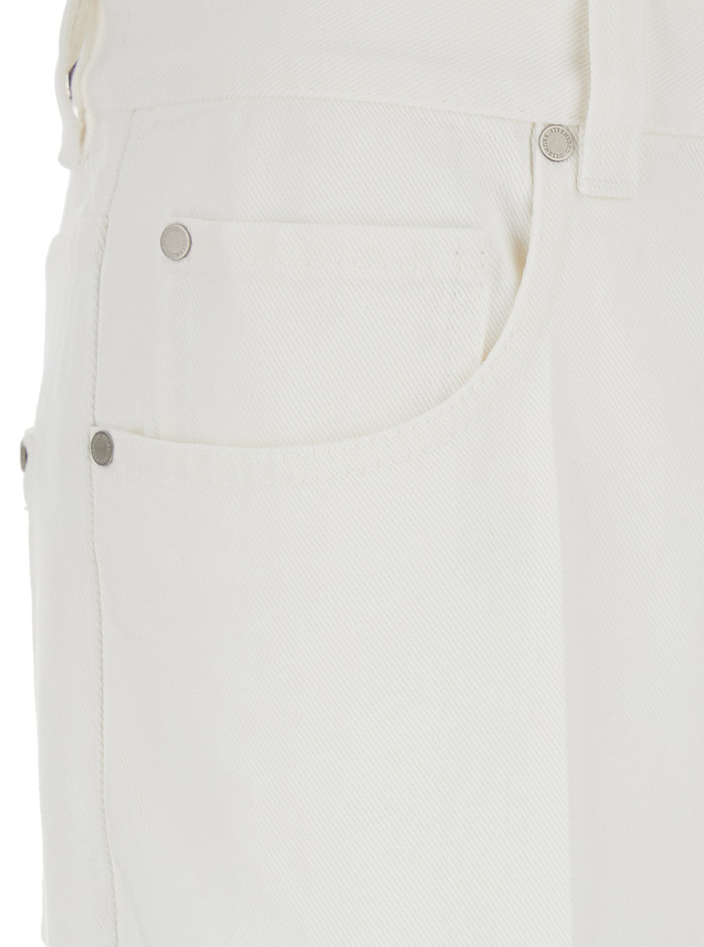 Brunello Cucinelli Women White Jeans With Wide Leg And Monil Detail On The Rear In Denim Woman
