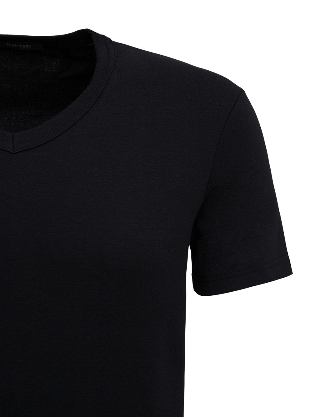 Tom Ford Men Black Stretch Cotton V-Neck T-Shirt