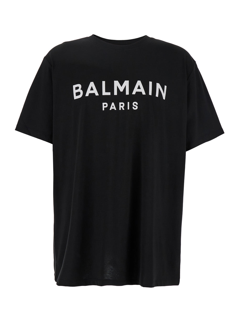 Balmain Men Black Crewneck T-Shirt With Logo Lettering On The Front In Cotton Man