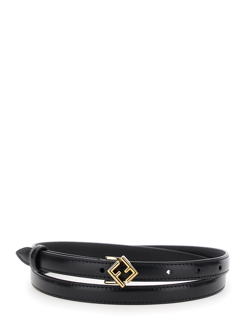 Fendi Women Black Belt With Buckle With Ff Logo In Leather Woman