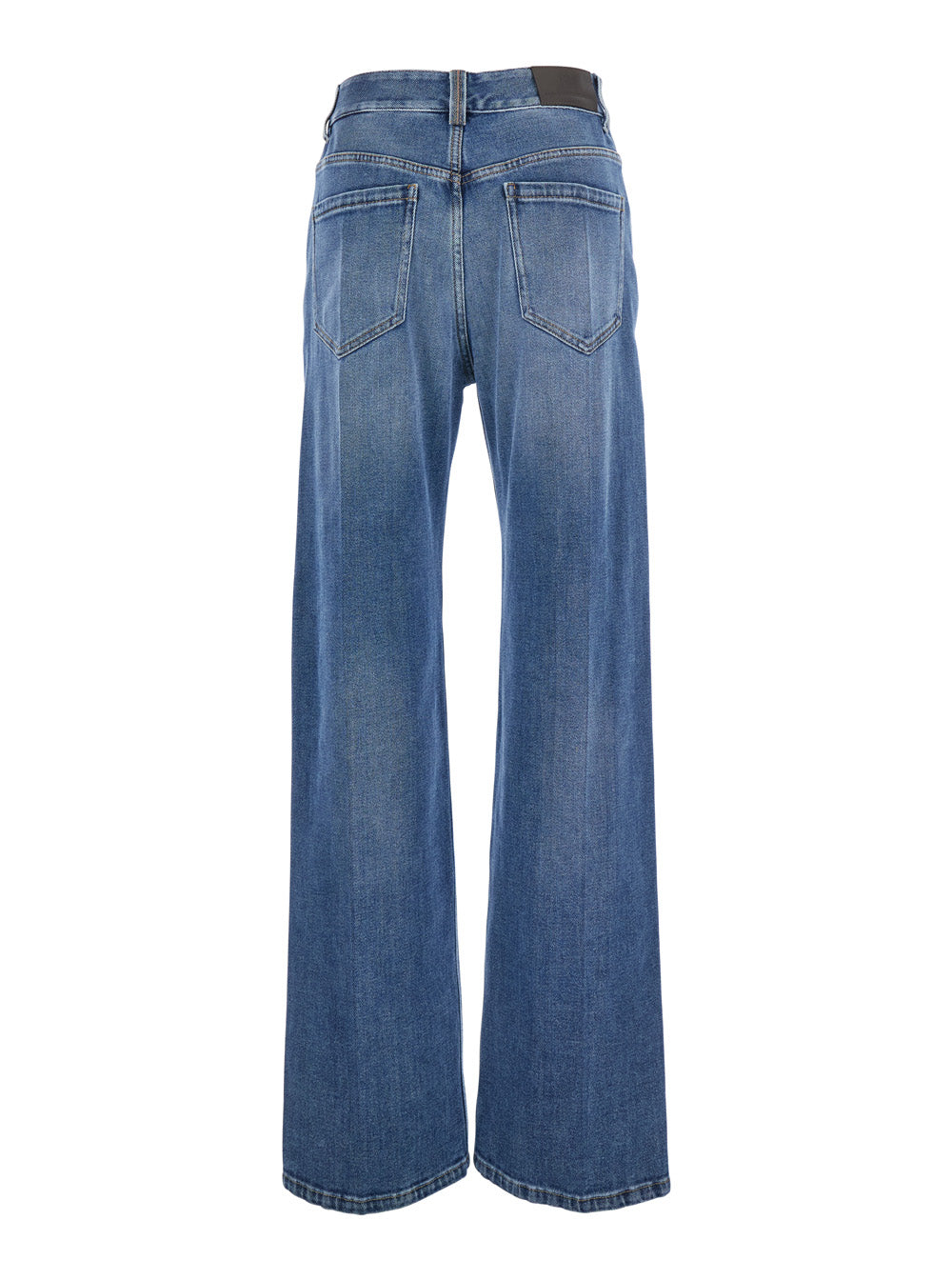 Brunello Cucinelli Women Blue Jeans With Logo Patch On The Rear And Faded Effect In Denim Woman