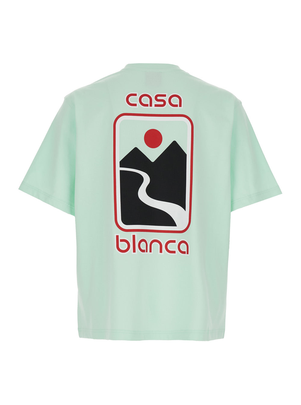 Casablanca Men Green T-Shirt With Crewneck And Logo On The Front And Maxi Logo On The Back In Cotton Man