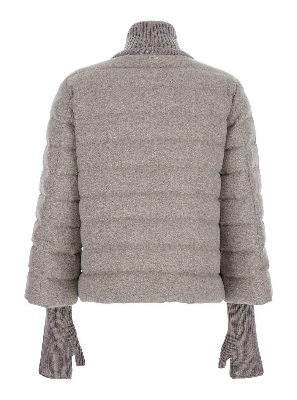 Herno Women Beige Down Jacket With Drawstring High  Neck And Removable Gloves In Tech Fabric Woman