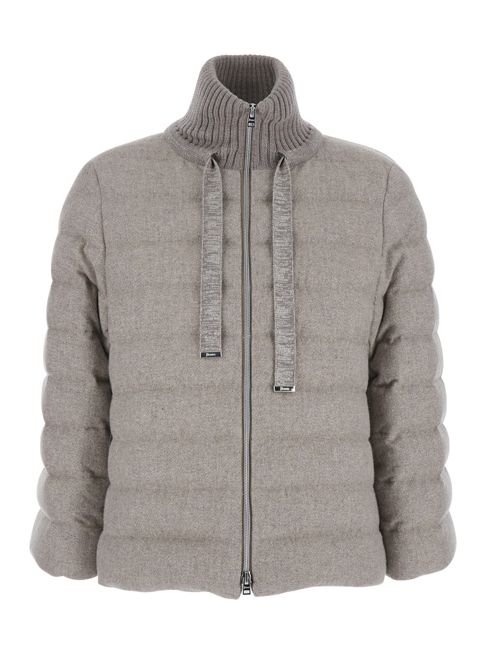 Herno Women Beige Down Jacket With Drawstring High  Neck And Removable Gloves In Tech Fabric Woman