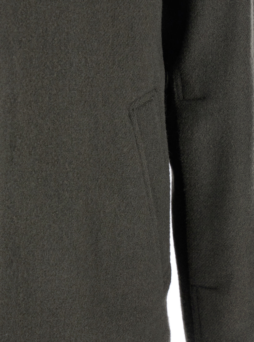 Rick Owens Men 'Brad' Green Jacket With Classic Collar In Wool Man