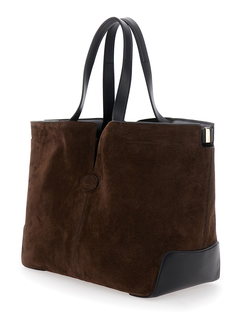 Tod's Women Brown Tote Bag With Two Top Handles And Metal Details On The Side In Leather Woman