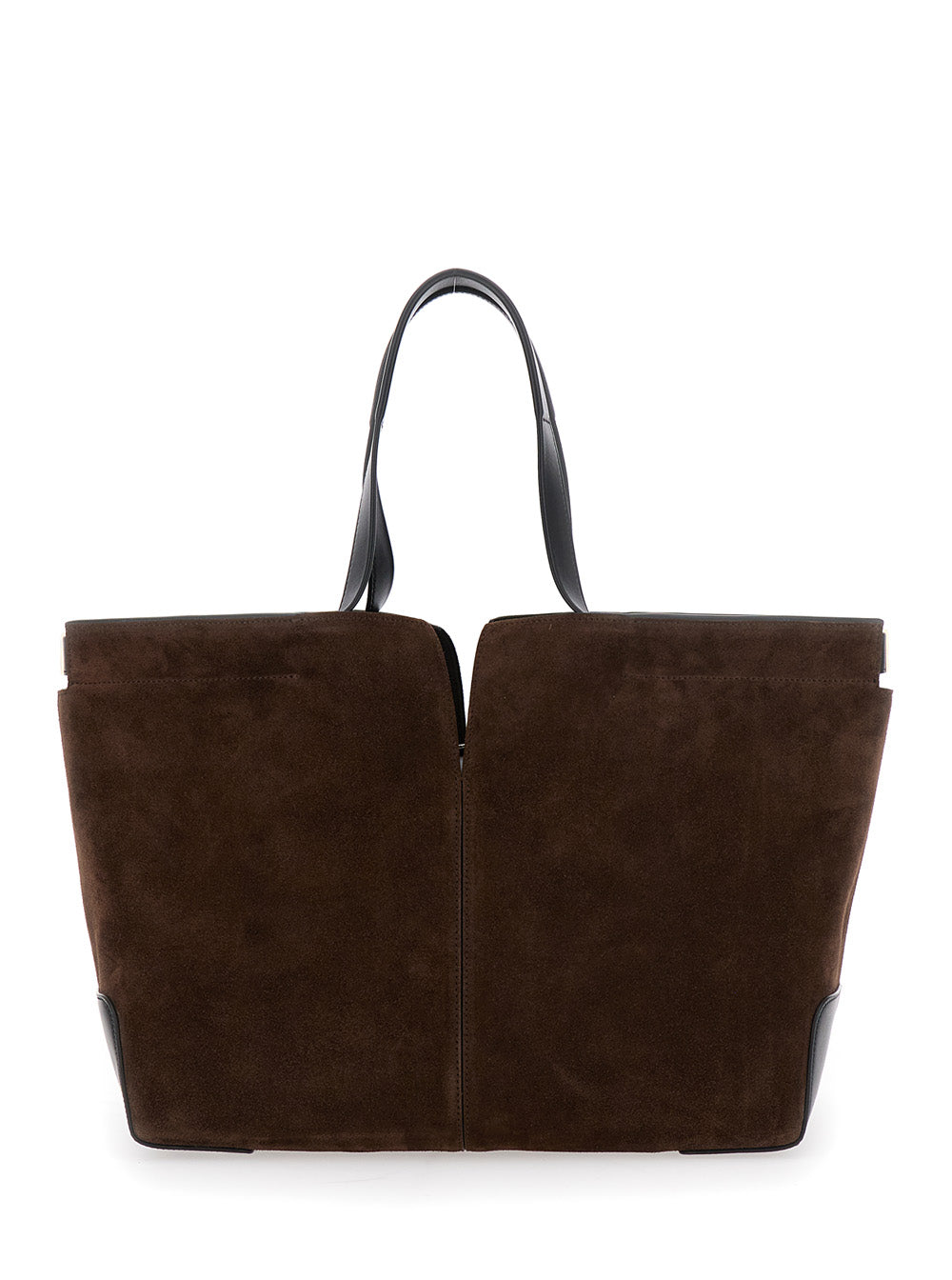 Tod's Women Brown Tote Bag With Two Top Handles And Metal Details On The Side In Leather Woman