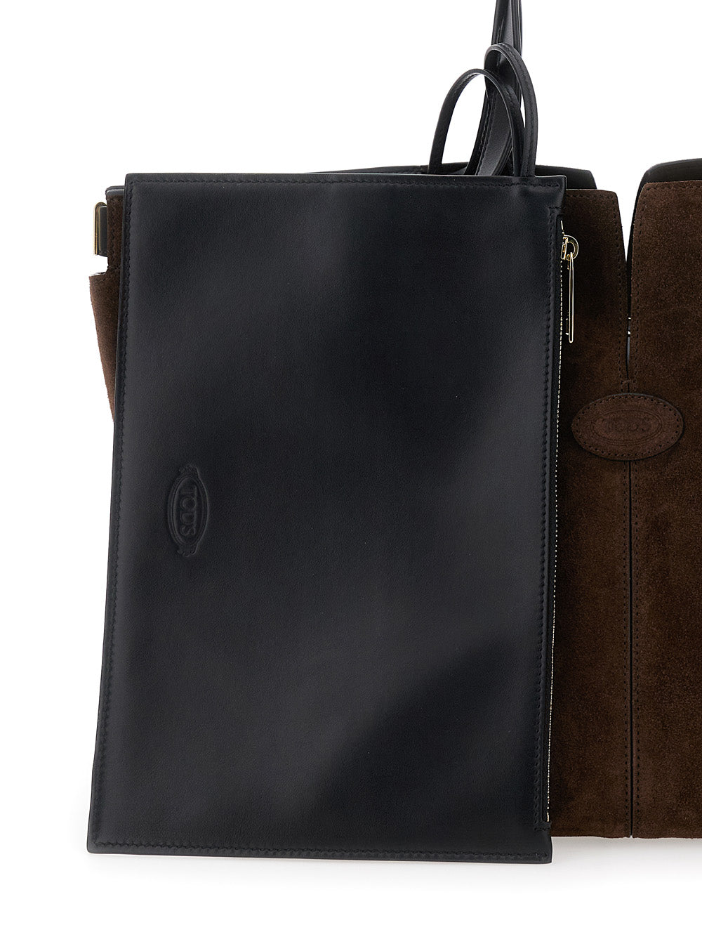 Tod's Women Brown Tote Bag With Two Top Handles And Metal Details On The Side In Leather Woman