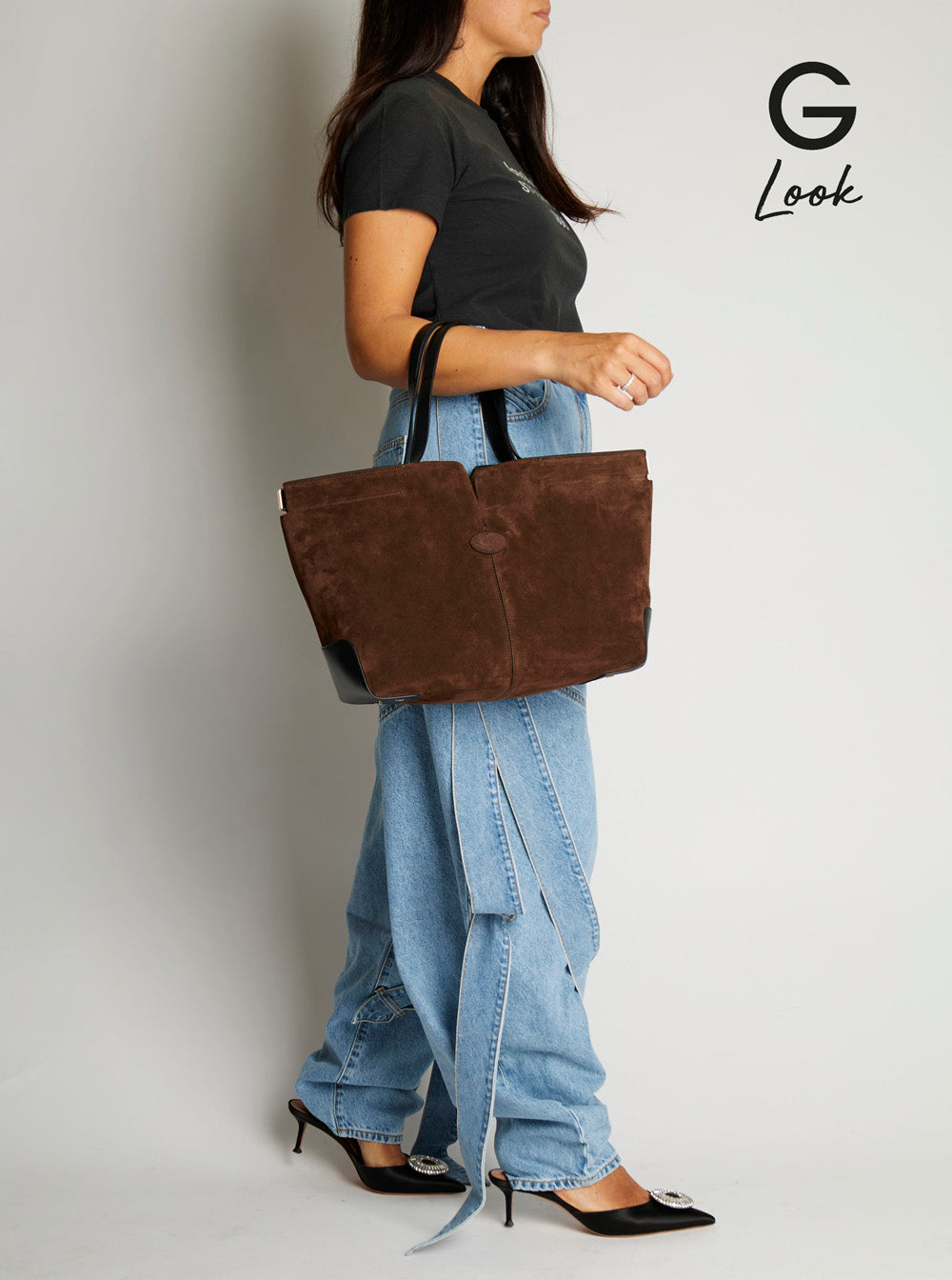 Tod's Women Brown Tote Bag With Two Top Handles And Metal Details On The Side In Leather Woman