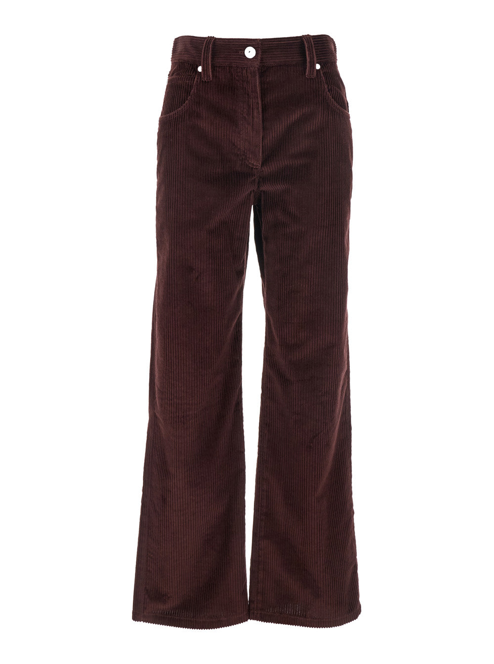 Brunello Cucinelli Women Bordeaux Corduroy Pants With Concealed Front Closure In Cotton Woman