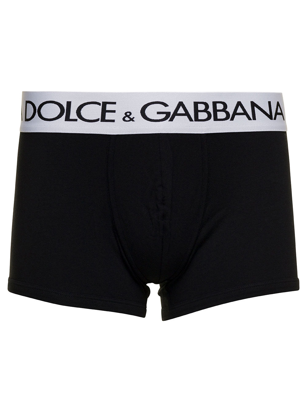 Dolce & Gabbana Men Black Boxer Briefs With Branded Waistband In Stretch Cotton Man