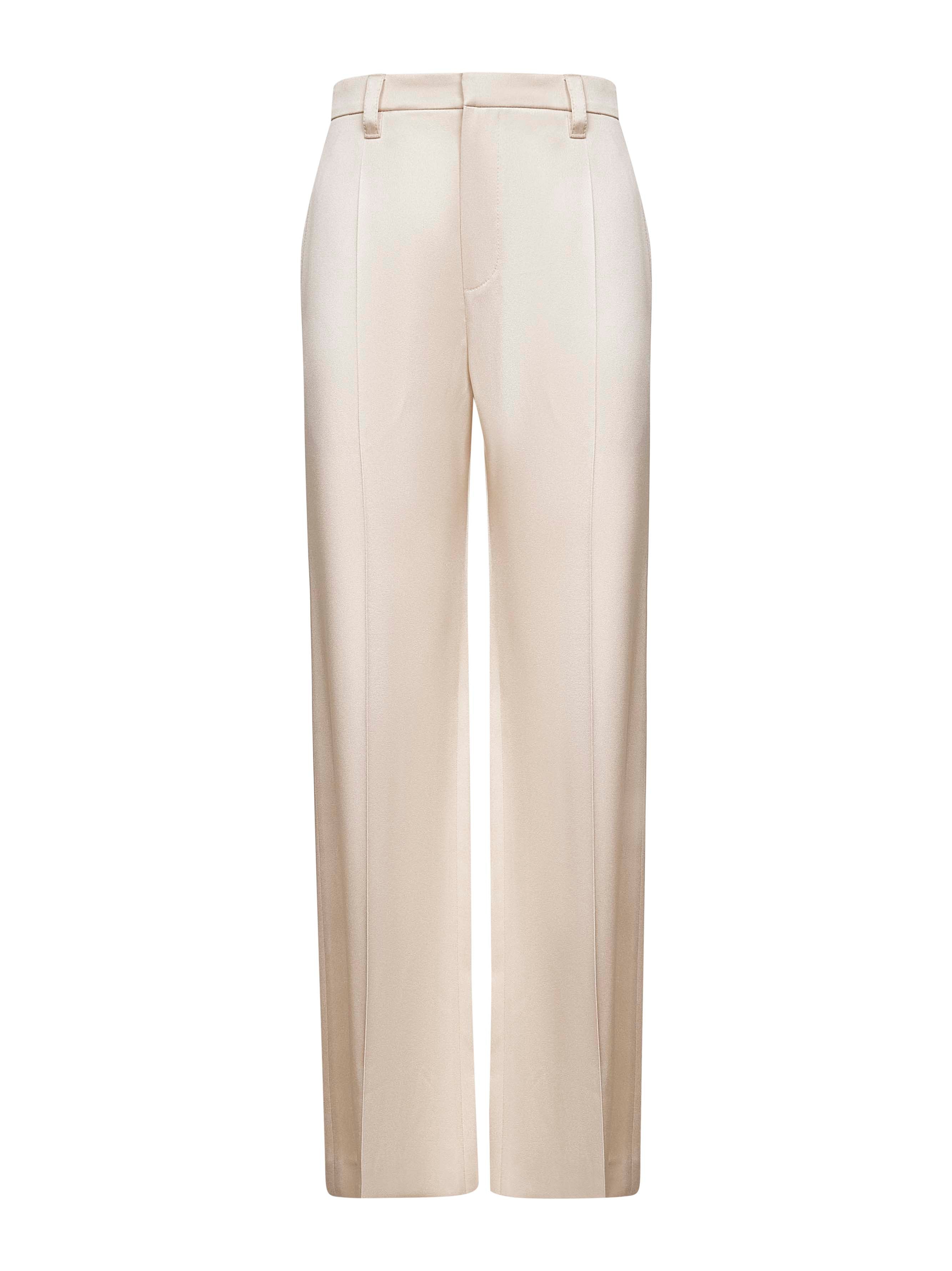 Brunello Cucinelli Women Beige Cady Satin Loose Trousers