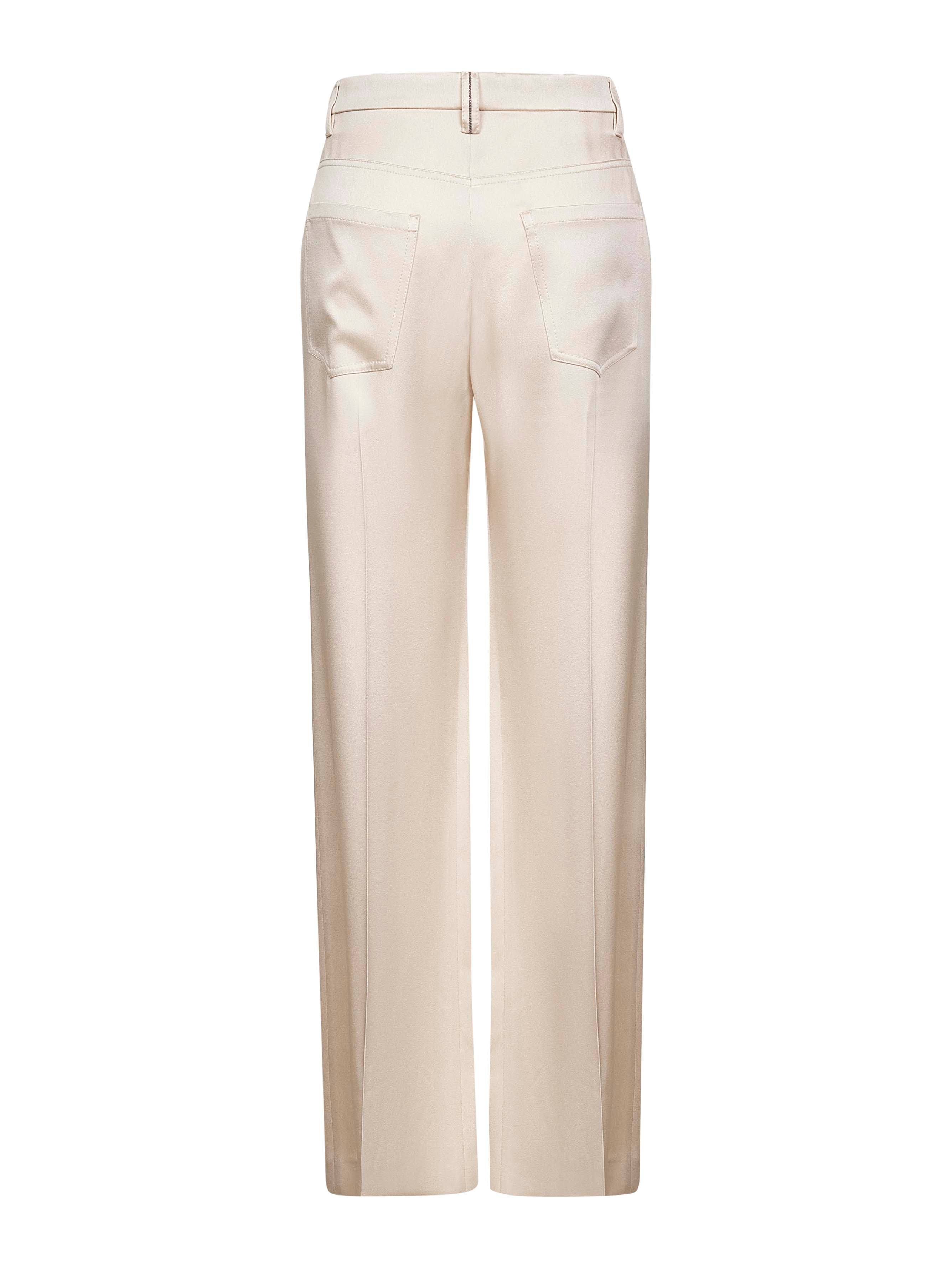 Brunello Cucinelli Women Beige Cady Satin Loose Trousers