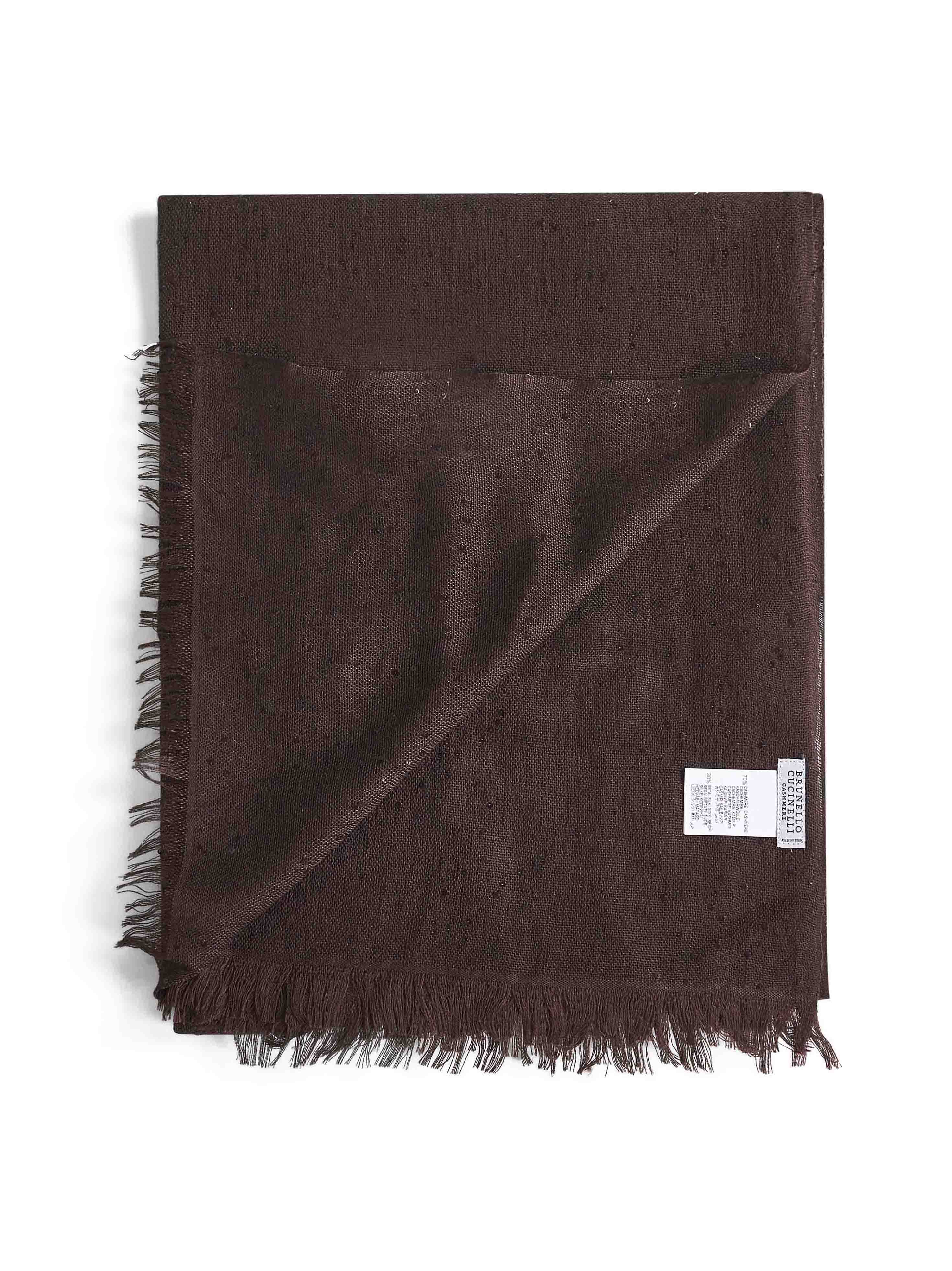 Brunello Cucinelli Women Brown Diamante Cashmere And Silk Scarf