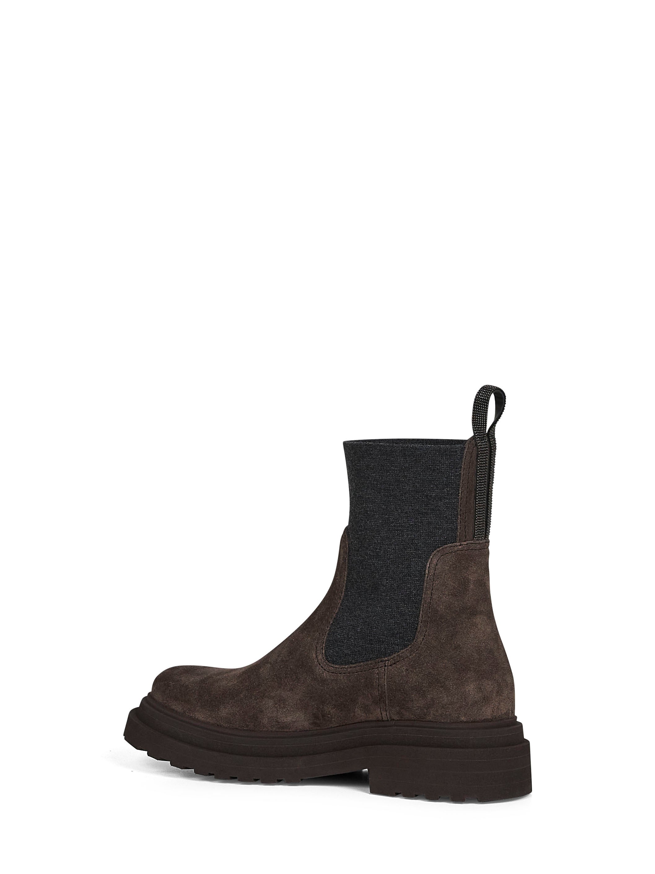 Brunello Cucinelli Women Brown Suede Embroidered Ankle Boots