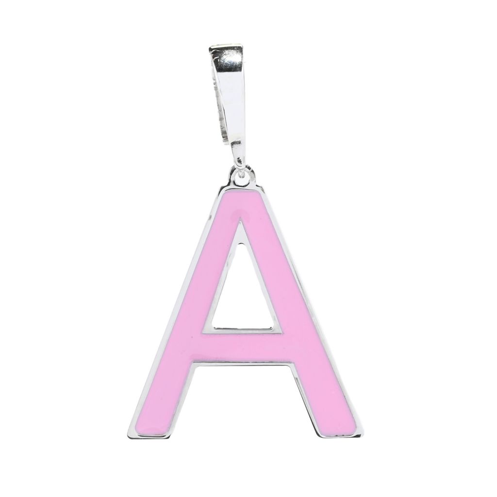 Sorrento Italian Silver 1.75" Enamel Initial Enhancer Pendant by Steals