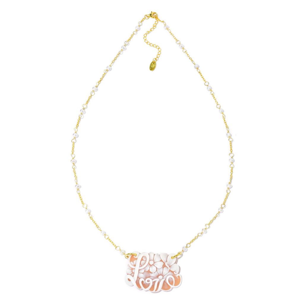 Cameo Italiano "Elysee" Cultured Pearl & Shell Cameo Choice of Word Necklace by Steals