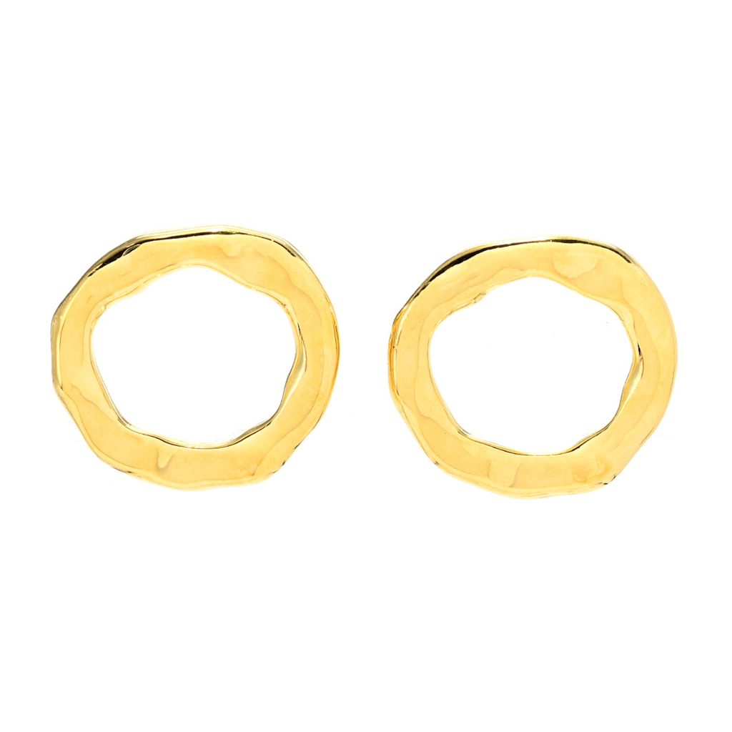 MAYAMAR 24K Gold Plated Hammered Circle Stud Earrings by Steals